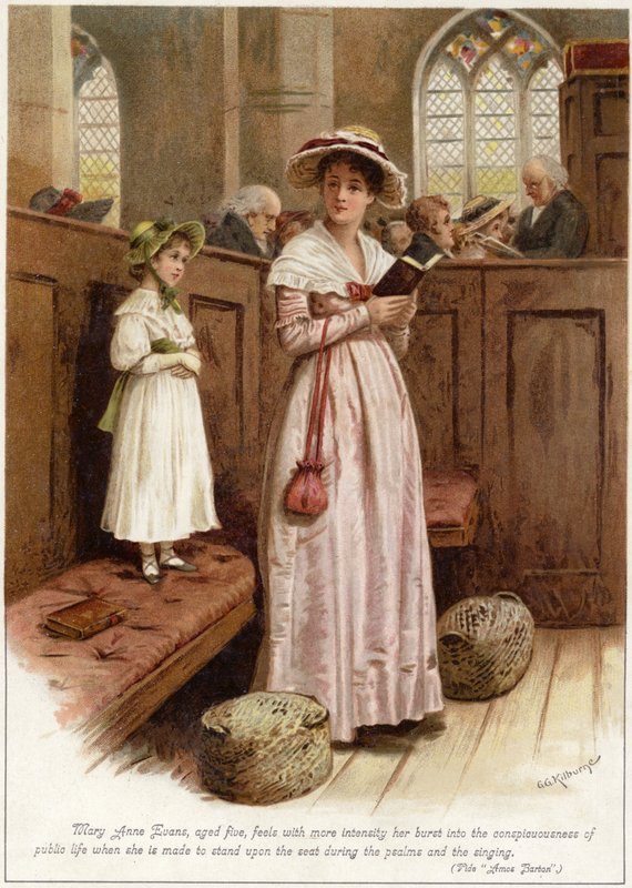 Mary Anne Evans (dvs. George Eliot), fem år gammel, føler med mer intensitet at hun brast inn i ? av English School