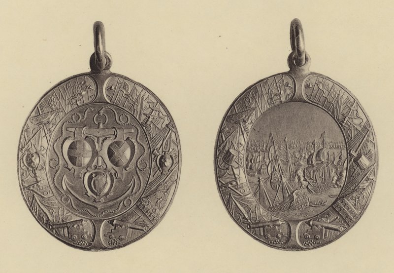 Forside og bakside av sjøbelønning for admiral Blakes seire over nederlenderne, 1652-3 av English School