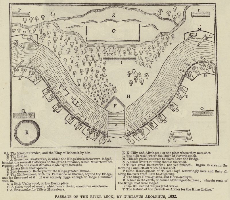 Passasje av elven Leck, av Gustavus Adolphus, 1632 av English School