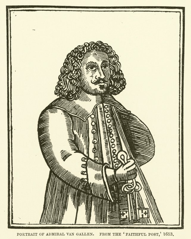 Portrett av admiral Van Gallen, fra Faithful Post, 1653 av English School