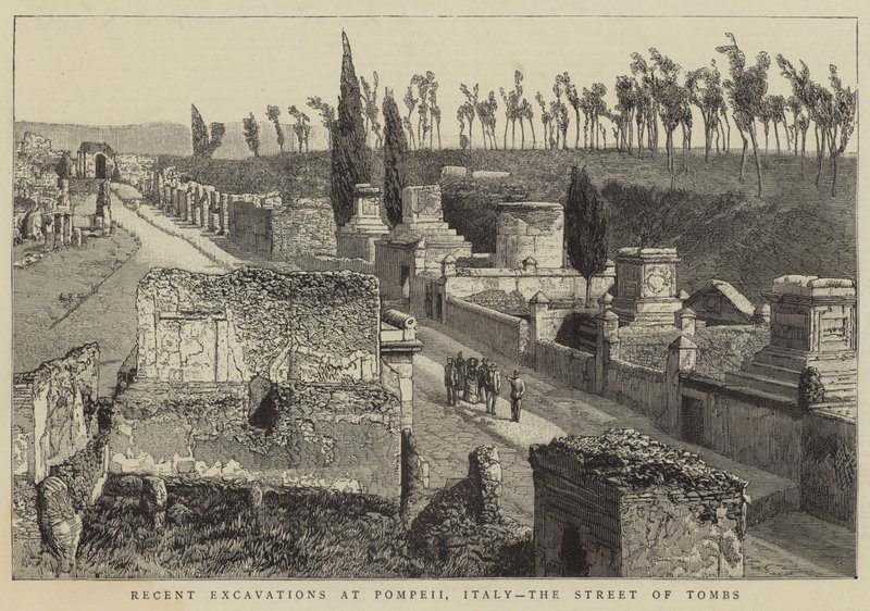 Nylige utgravninger ved Pompeii, Italia, gravgaten av English School