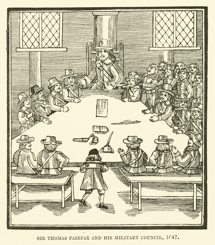 Sir Thomas Fairfax og hans militærråd, 1647 av English School