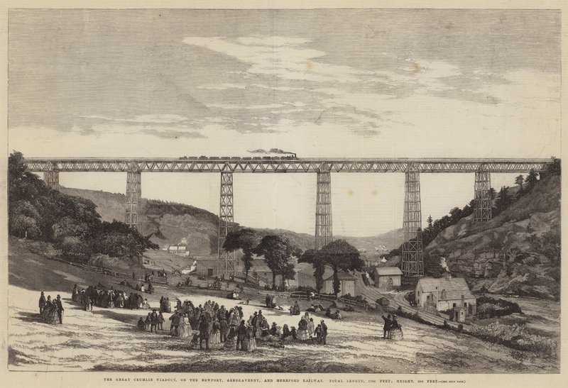 The Great Crumlin Viaduct, på Newport, Abergavenny og Hereford Railway, total lengde, 1700 fot; Høyde, 200 fot av English School