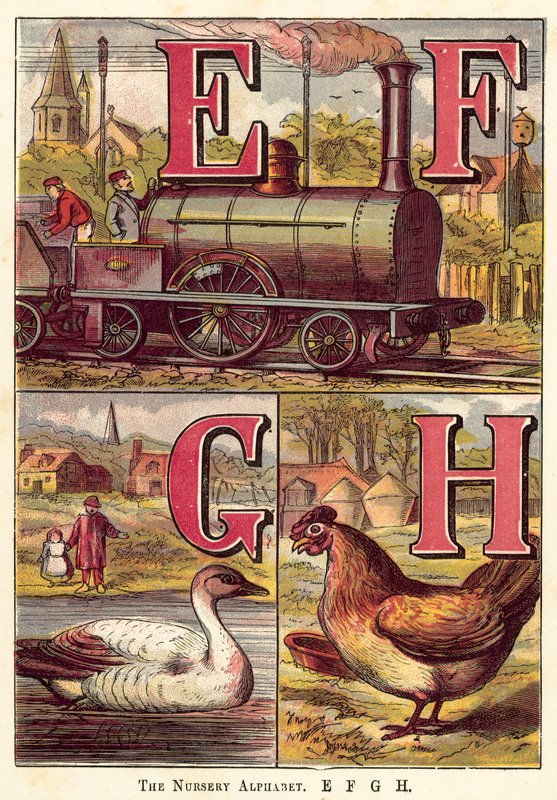 Barnehagealfabetet, E, F, G, H av English School