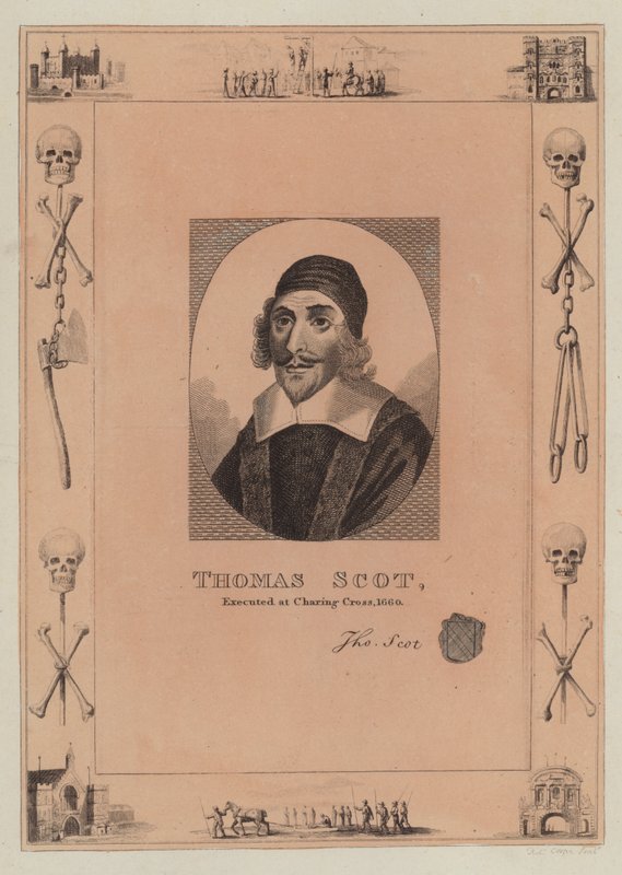 Thomas Scot, henrettet ved Charing Cross, 1660 av English School
