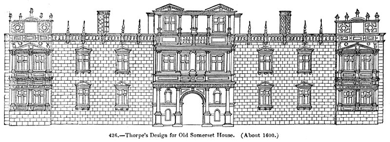 Thorpes Design for Old Somerset House. (Omtrent 1600) av English School