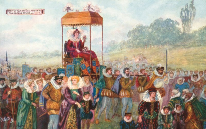 Besøk av dronning Elizabeth til Sherborne House, 1574 e.Kr av English School
