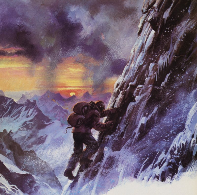 Walter Bonatti strever seg oppover mot toppen av Matterhorn av English School