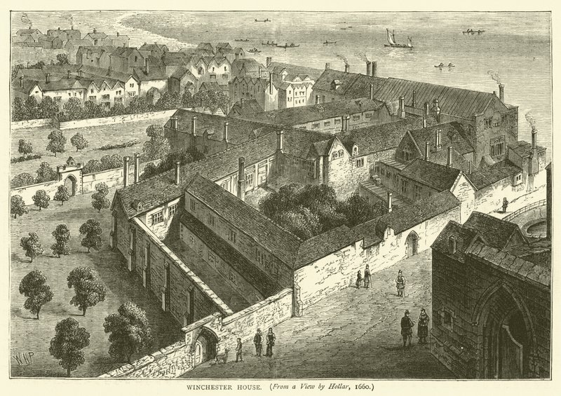 Winchester House, fra utsikt fra Hollar, 1660 av English School