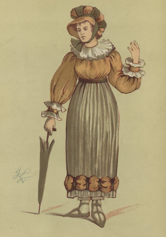 Damekostyme fra George IVs regjeringstid, 1820 av English School