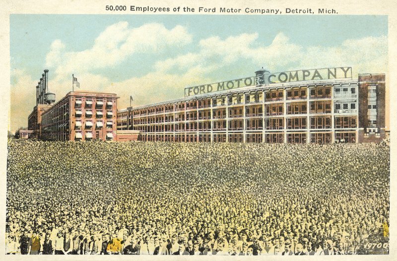 50 000 ansatte i Ford Motor Company, Detroit, Michigan (fargebilde) av English Photographer