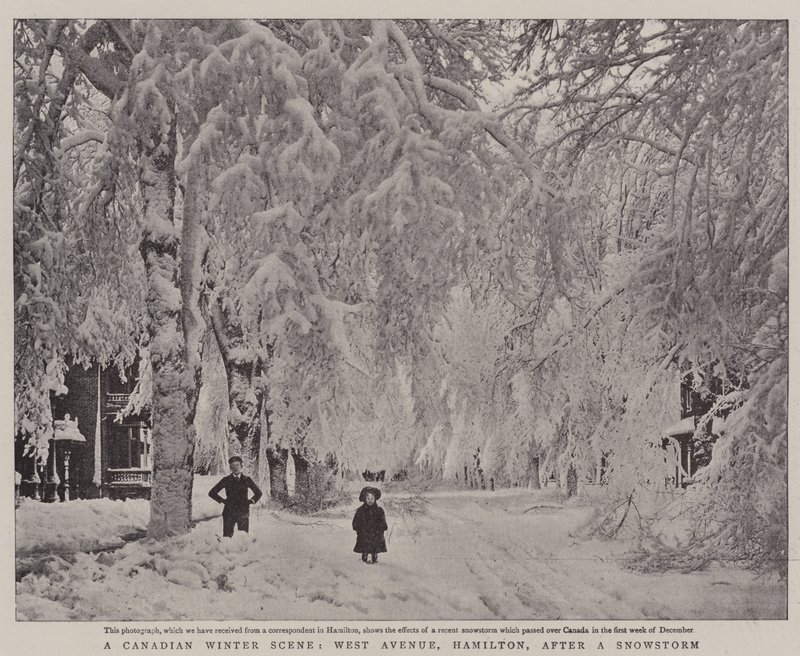 En kanadisk vinterscene, West Avenue, Hamilton, etter en snøstorm av English Photographer