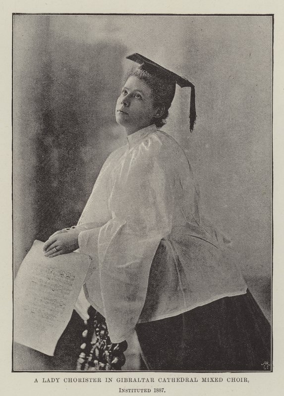 A Lady Chorister i Gibraltar Cathedral Mixed Choir, innstiftet 1887 av English Photographer