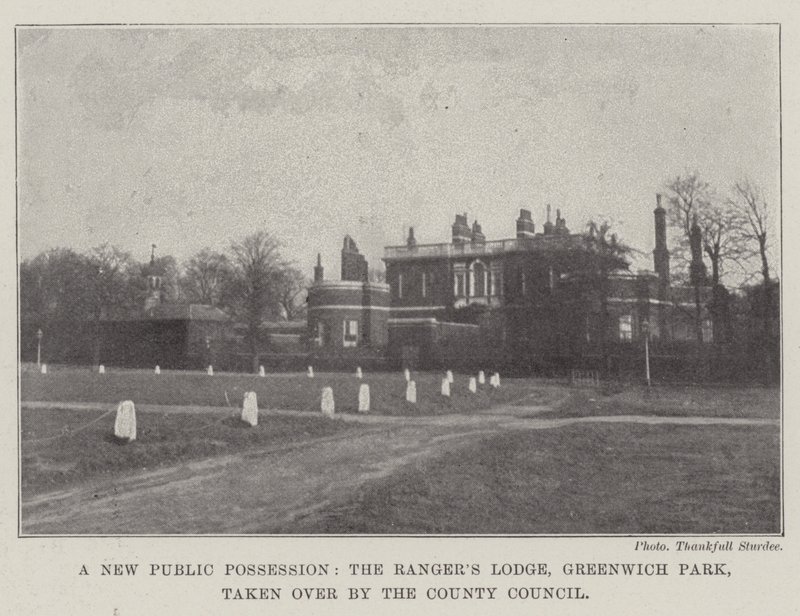 En ny offentlig besittelse, Rangers Lodge, Greenwich Park, overtatt av fylkeskommunen av English Photographer