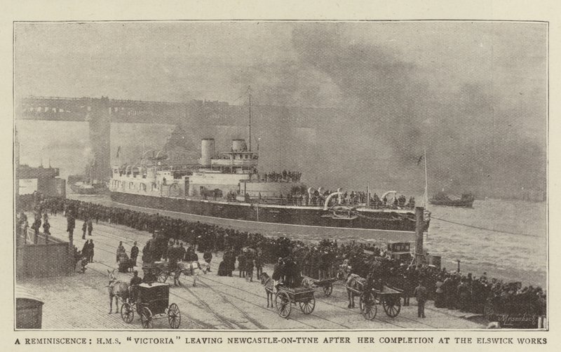 En reminiscens, HMS Victoria forlater Newcastle-on-Tyne etter fullføringen på Elswick Works av English Photographer