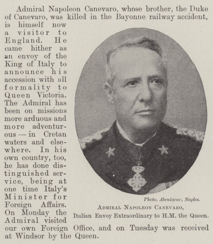 Admiral Napoleon Canevaro, italiensk utsending ekstraordinær til HM Dronningen av English Photographer