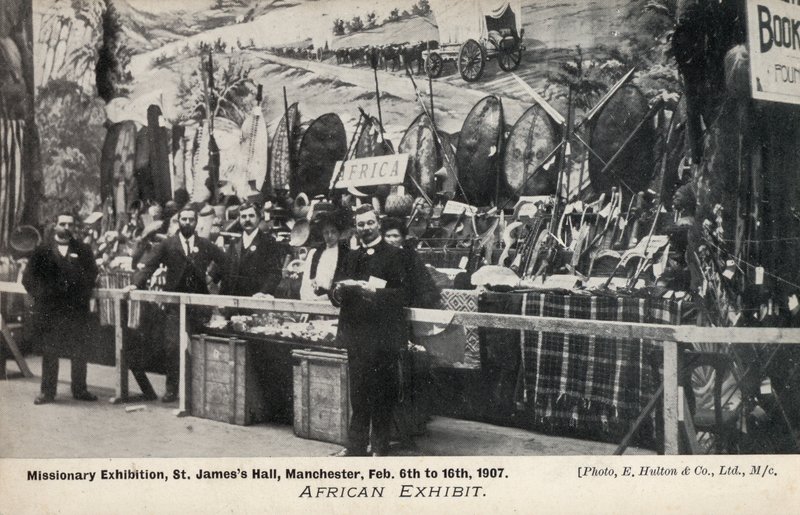 Afrikansk utstilling, misjonsutstilling, St James's Hall, Manchester, 6. til 16. februar 1907 (s/hvitt-bilde) av English Photographer