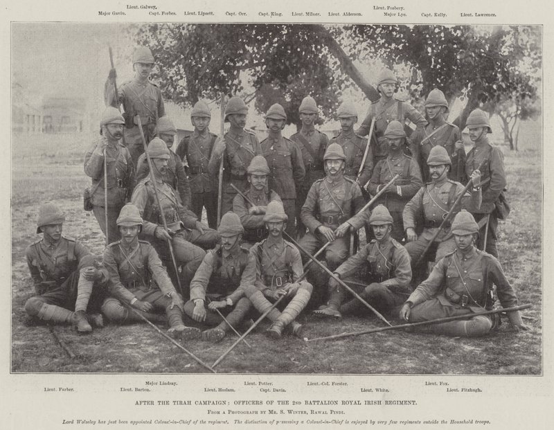 Etter Tirah-kampanjen, offiserer fra 2. bataljon Royal Irish Regiment av English Photographer