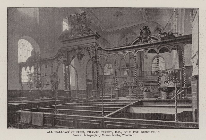 All Hallows Church, Thames Street, EC, solgt for riving av English Photographer
