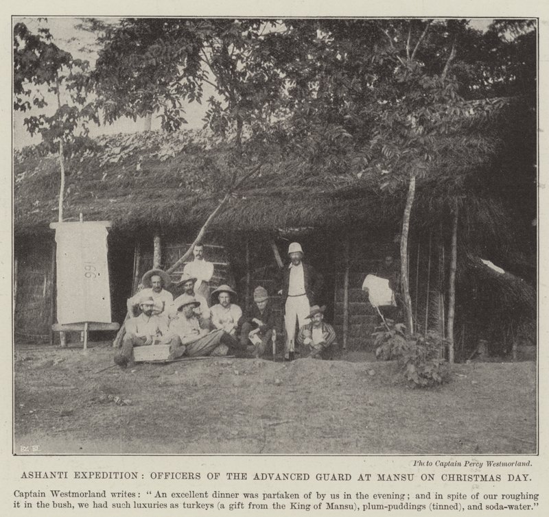 Ashanti-ekspedisjonen, offiserer for Advanced Guard ved Mansu 1. juledag av English Photographer