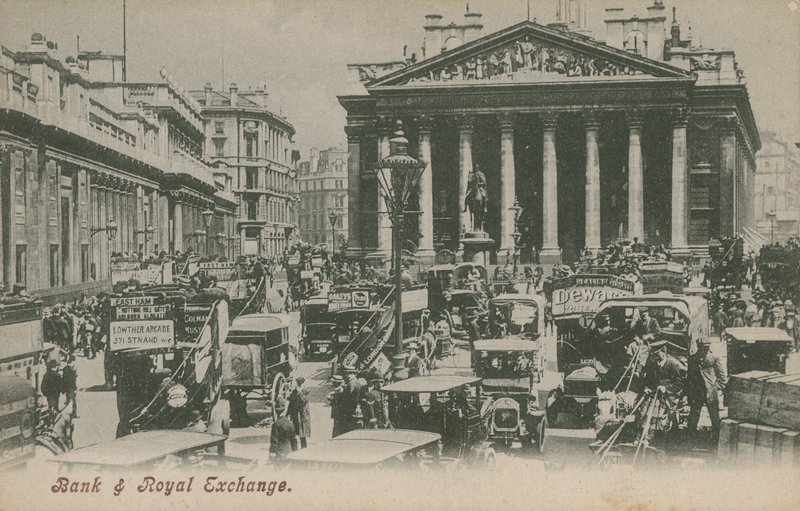 Bank og Royal Exchange, London av English Photographer