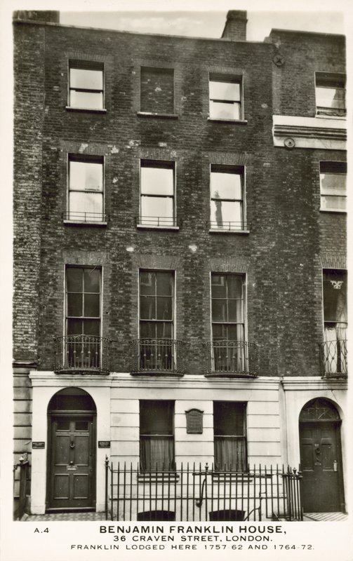 Benjamin Franklins hus, Craven Street, London (s/hvitt-bilde) av English Photographer