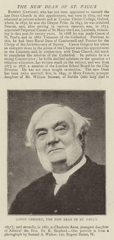 Canon Gregory, den nye dekanen i St. Pauls av English Photographer