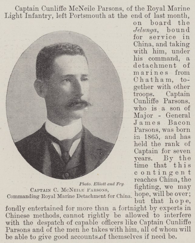 Kaptein C McNeile Parsons, kommanderende Royal Marine Detachment for Kina av English Photographer
