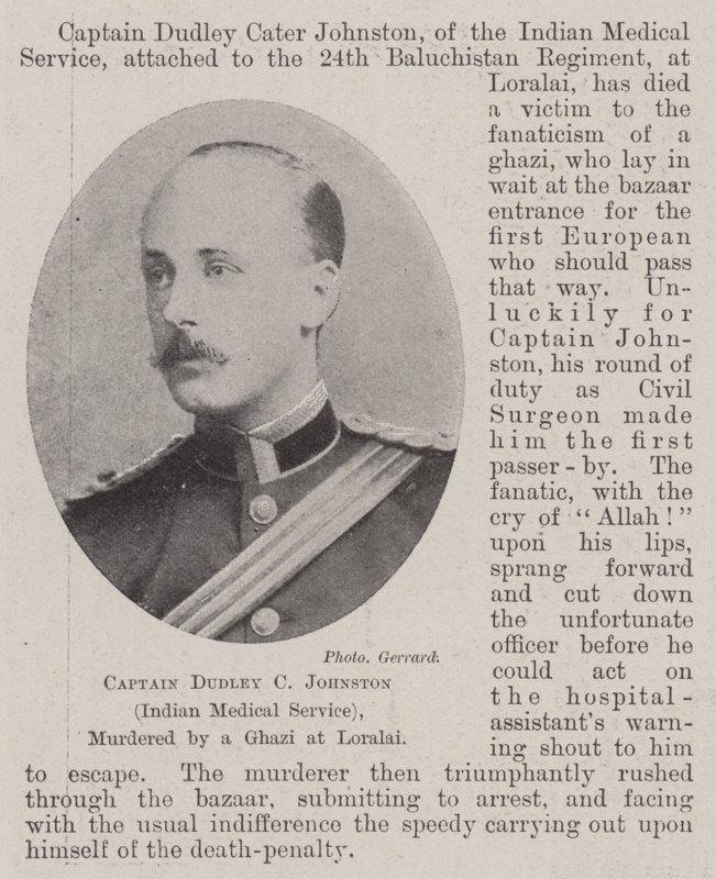 Kaptein Dudley C Johnston (indisk medisinsk tjeneste), myrdet av en Ghazi ved Loralai av English Photographer