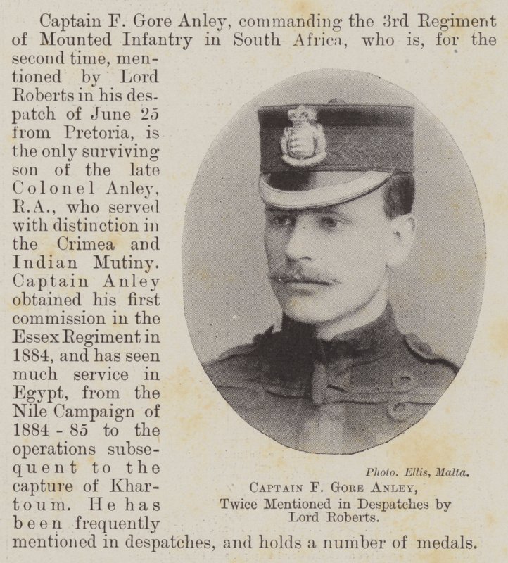 Kaptein F Gore Anley, to ganger nevnt i Despatches av Lord Roberts av English Photographer
