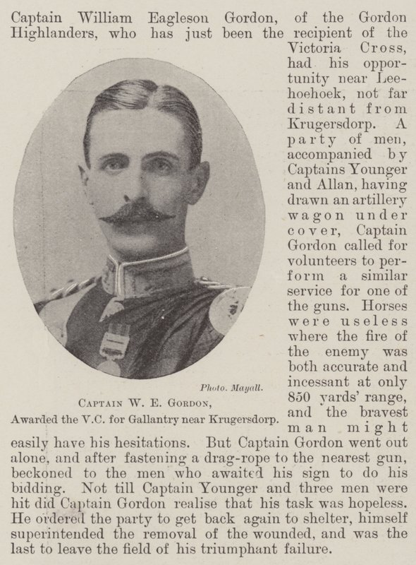 Kaptein W E Gordon, tildelt VC for gallanteri nær Krugersdorp av English Photographer