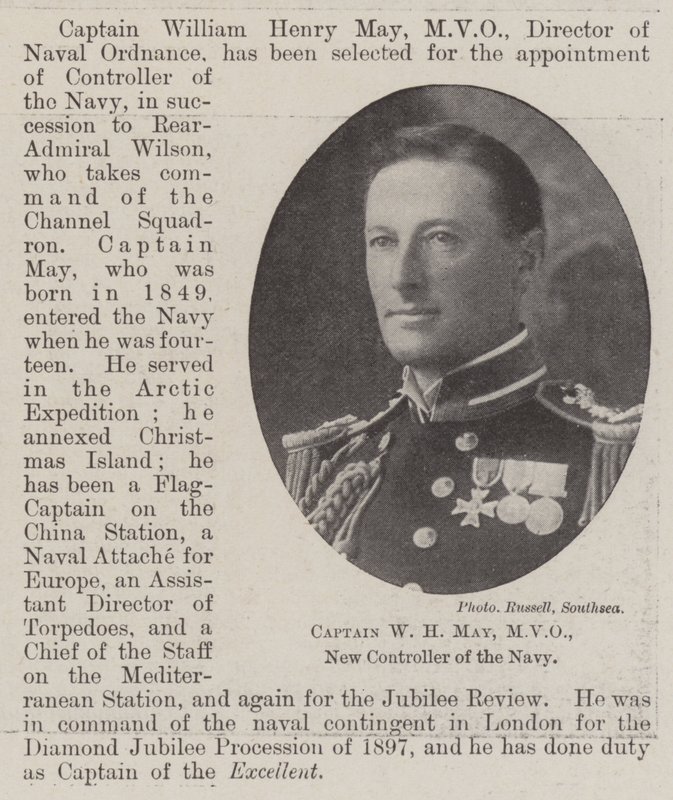 Kaptein W H May, MVO, ny kontrollør av Sjøforsvaret av English Photographer