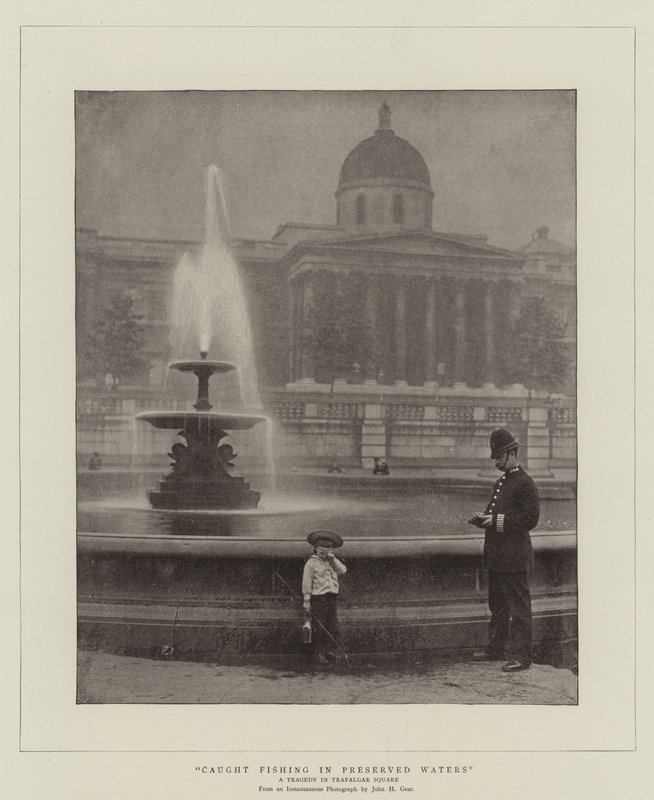 Fanget fiske i bevarte farvann, en tragedie på Trafalgar Square av English Photographer