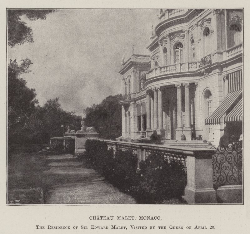 Chateau Malet, Monaco, residensen til Sir Edward Malet, besøkt av dronningen 20. april av English Photographer