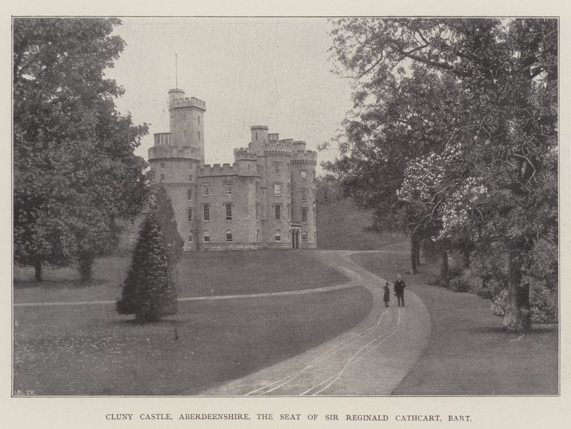 Cluny Castle, Aberdeenshire, setet til Sir Reginald Cathcart, Baronet av English Photographer