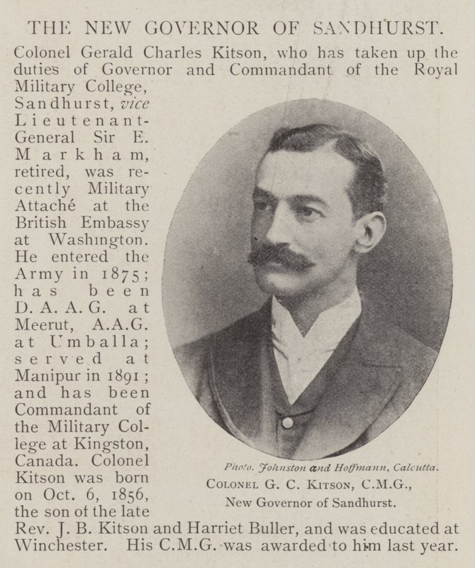 Oberst G C Kitson, CMG, ny guvernør i Sandhurst av English Photographer