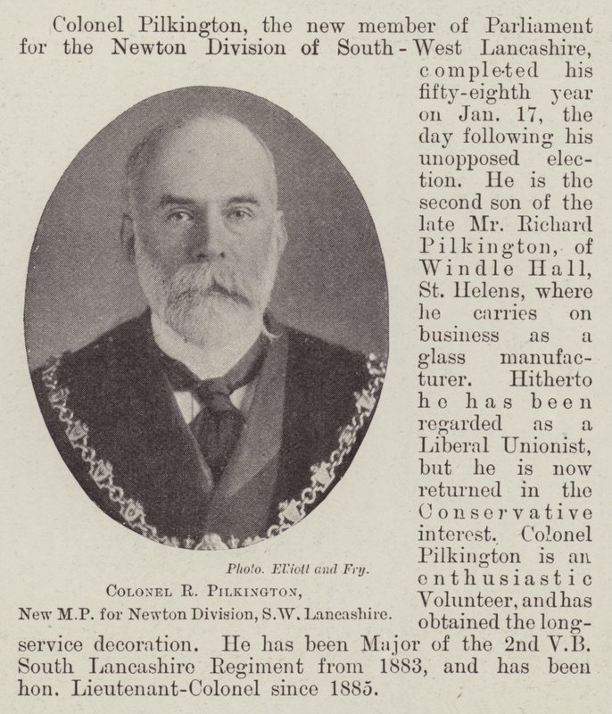 Oberst R Pilkington, ny MP for Newton Division, SW Lancashire av English Photographer