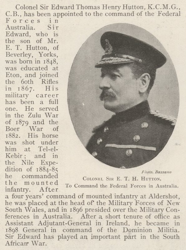 Oberst Sir ETH Hutton, for å kommandere de føderale styrkene i Australia av English Photographer