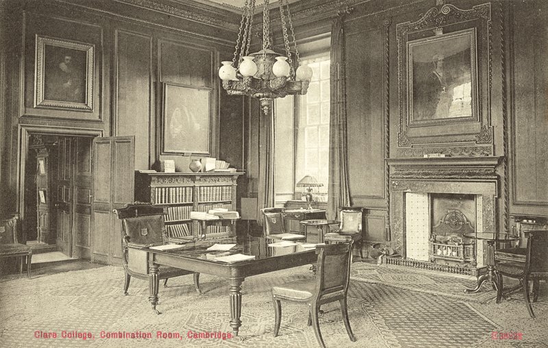 Kombinasjonsrom, Clare College, Cambridge (s/hvitt bilde) av English Photographer
