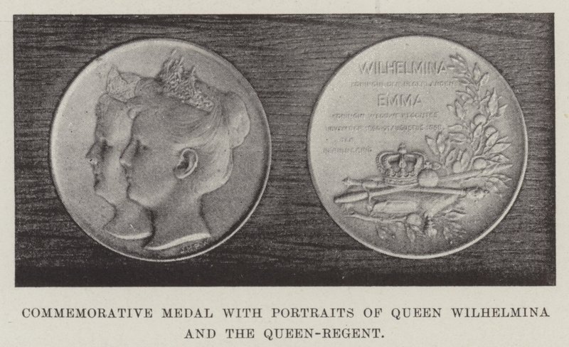 Minnemedalje med portretter av dronning Wilhelmina og dronningen-regenten av English Photographer