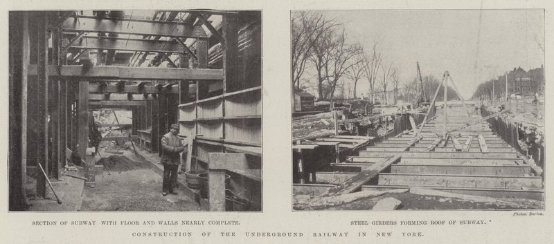 Bygging av Underground Railway i New York av English Photographer