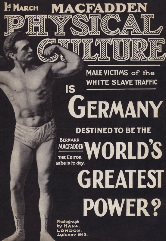 Forside av magasinet Physical Culture, januar 1913 av English Photographer