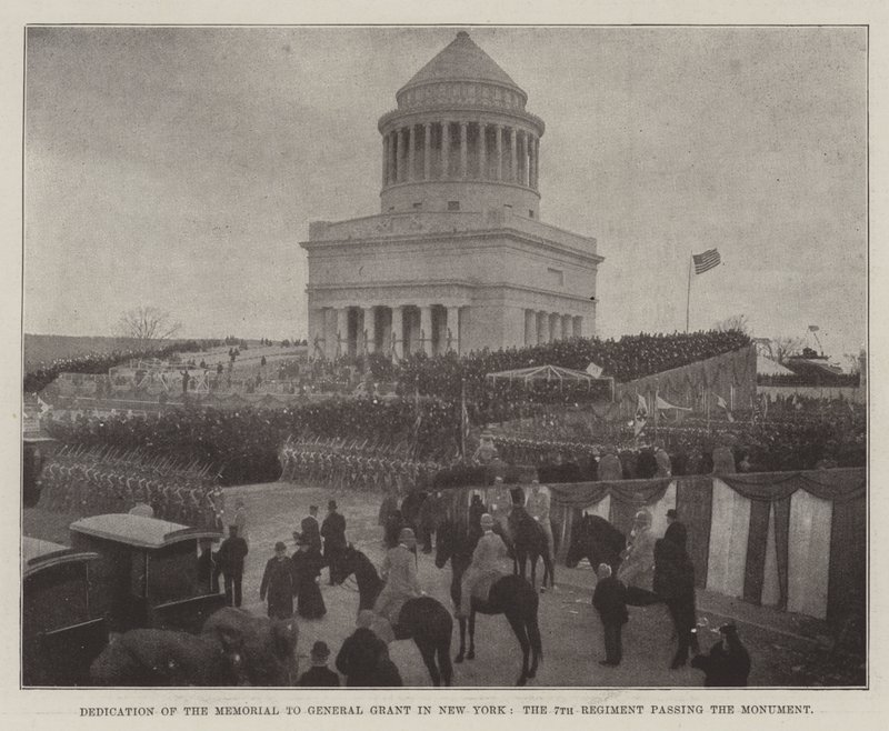 Innvielse av minnesmerket til General Grant i New York, det 7. regimentet passerte monumentet av English Photographer
