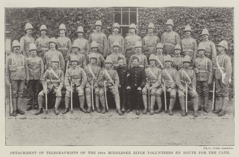 Detachement of Telegraphists of the 24th Middlesex Rifle Volunteers på vei til Kapp av English Photographer