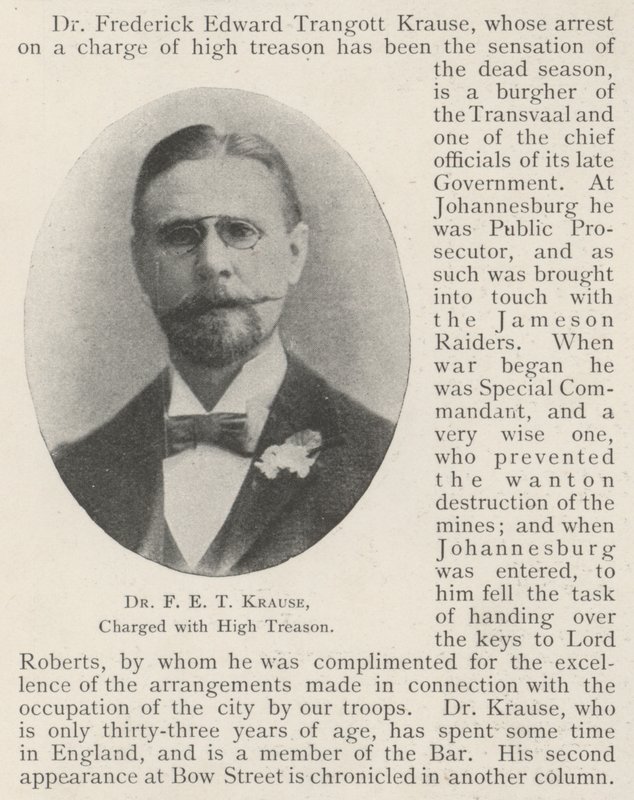 Dr F E T Krause, siktet for høyforræderi av English Photographer