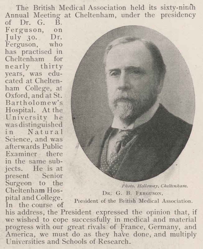 Dr GB Ferguson, president i British Medical Association av English Photographer
