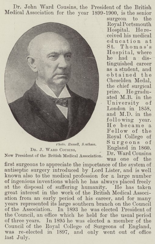Dr J Ward Cousins, ny president i British Medical Association av English Photographer