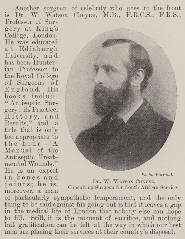 Dr W Watson Cheyne, rådgivende kirurg for sørafrikansk tjeneste av English Photographer