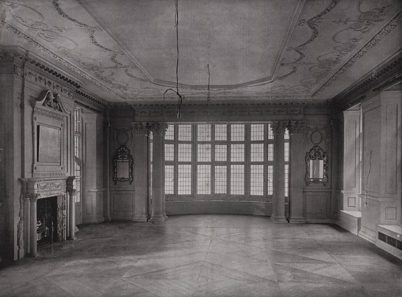 Tegnestue, ser inn i Bay, Ashorne Hill House, nær Leamington, England (s/hv-bilde) av English Photographer