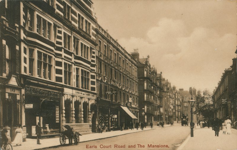 Earls Court Road og The Mansions, London av English Photographer